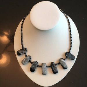Druzy Quartz, Onyx, and Hematite necklace